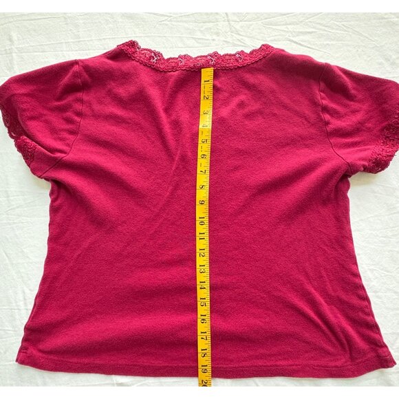 Derek Heart Plus Womens Dark Pink T-Shirt Size 2X Lace Trim Top - Picture 5 of 8